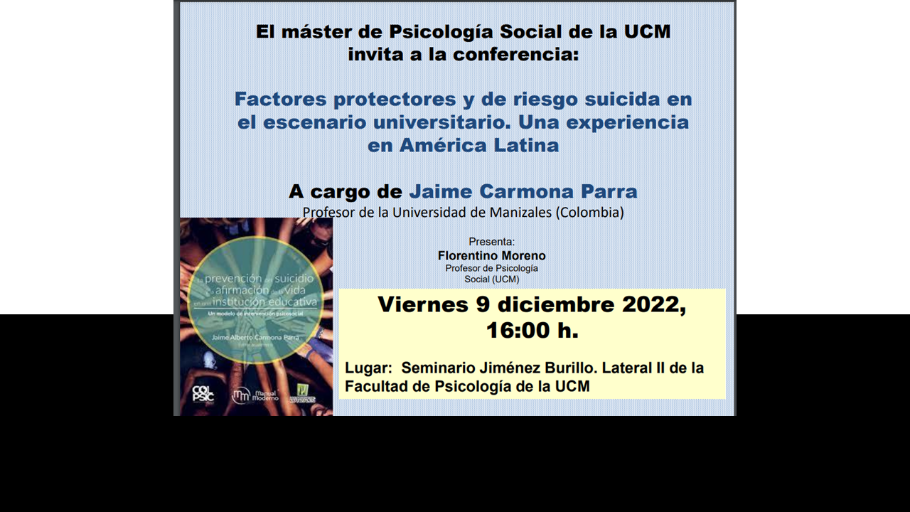 Conferencia: Factores protectores y de riesgo suicida en el escenario universitario. Una experiencia en América Latina